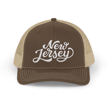 Buy brown-khaki New Jersey Snapback Trucker Cap - Embroidered New Jersey Hat