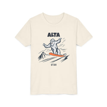 Alta, Utah Yeti Snowboard Youth Tee - Kids Skiing Shirt