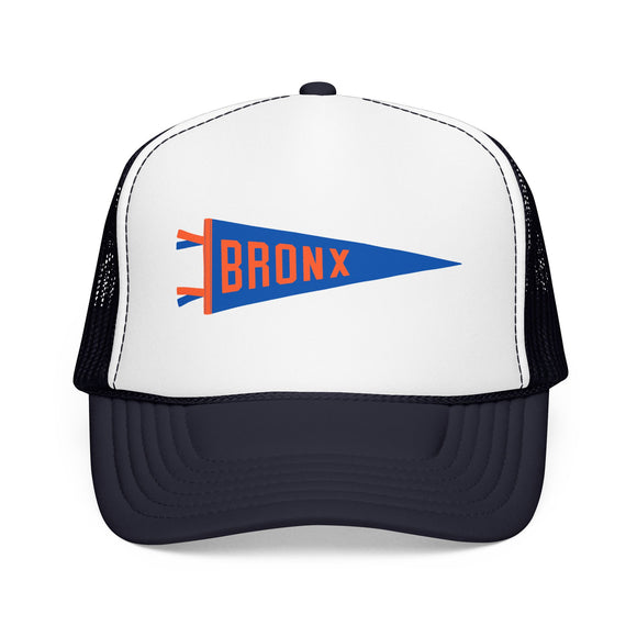 Bronx, New York Pennant Trucker Hat — Retro Flag Foam Cap