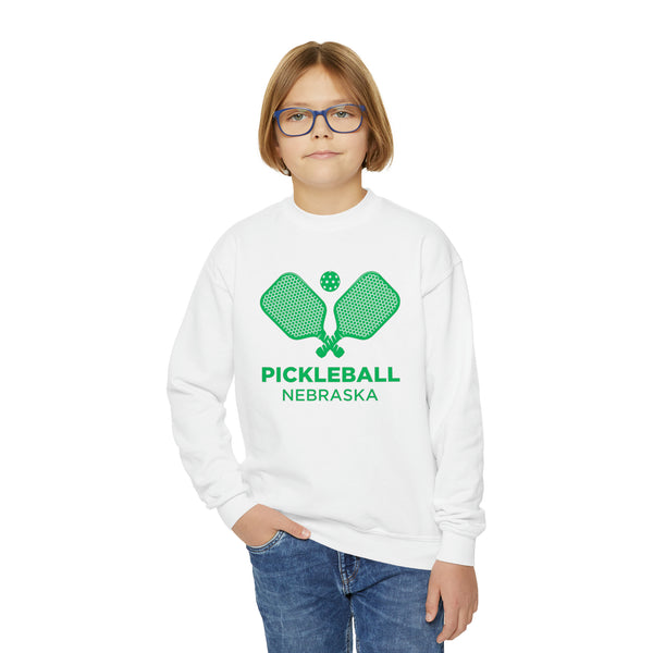 Nebraska Youth Sweatshirt - Pickleball Unisex Kid's Nebraska Crewneck Sweatshirt