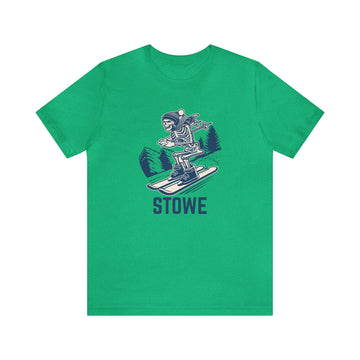 Buy heather-kelly Stowe, Vermont T-Shirt - Skeleton Skier Unisex Stowe Shirt