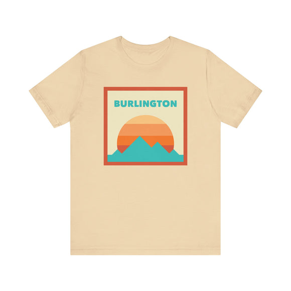 Retro Burlington, Vermont T-Shirt, Mountain Sun Tee, Unisex Graphic Shirt, Vintage Burlington, Vermont Top, Outdoor Adventure Clothing