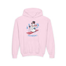 Vermont Youth Hoodie - Skiing Snowman Kids Vermont Hooded Sweatshirt-4