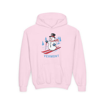 Buy light-pink Vermont Youth Hoodie - Skiing Snowman Kids Vermont Hooded Sweatshirt