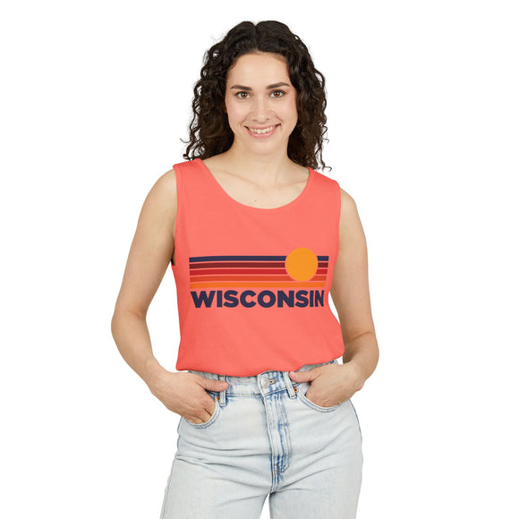 Wisconsin Retro Sunstripe Tank Top | Comfort Colors - 100% Cotton