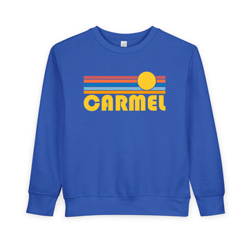 Carmel By The Sea, California Toddler Sweatshirt - Retro Sun Carmel By The Sea Toddler Crewneck Sweatshirt - 0