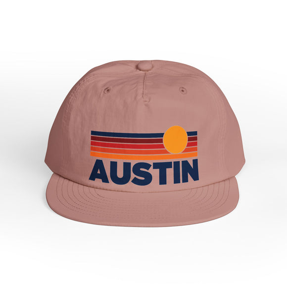 Austin, Texas retro sunset Surf Cap | vintage striped sun state hat