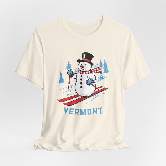 Vermont T Shirt - Ski Snowman Graphic Vermont Tee