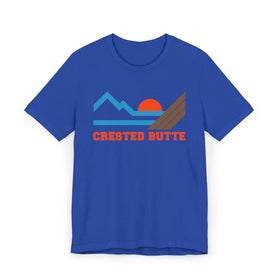 Buy true-royal Crested Butte, Colorado Retro Mountains Sunset T-Shirt | Vintage Crested Butte Tee