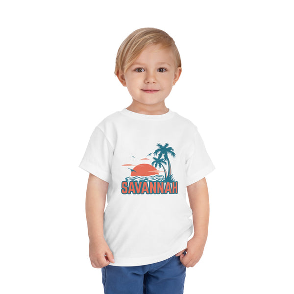 Savannah, Georgia Toddler T-Shirt - Retro Palm Tree Toddler Savannah Shirt