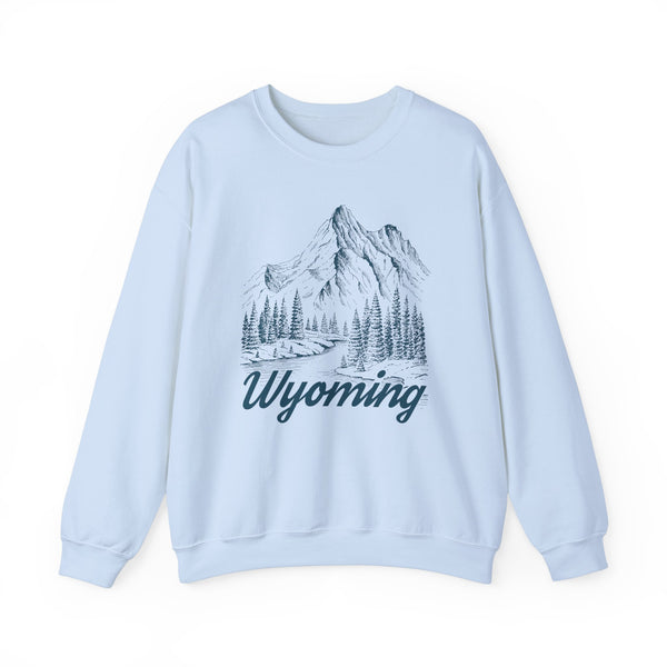 Wyoming Sweatshirt - Mountain Illustration Graphic Crewneck