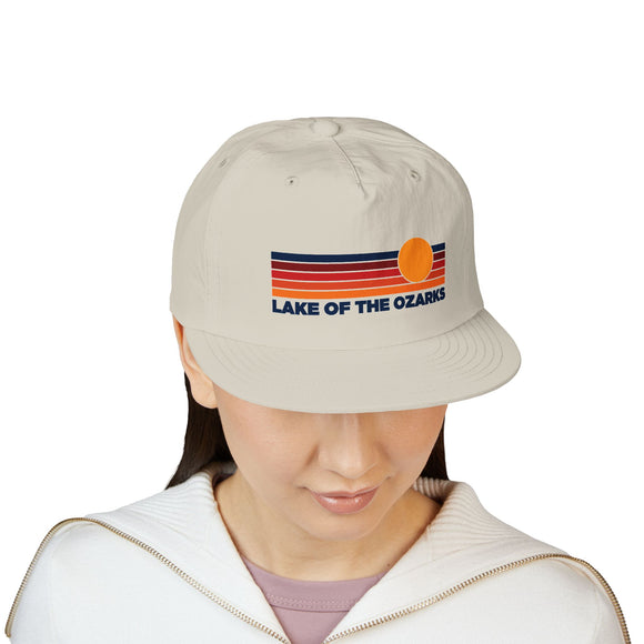 Lake of the Ozarks, Missouri retro sunset Surf Cap | vintage striped sun state hat