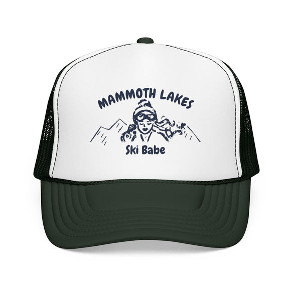 Mammoth Lakes, California Ski Babe Trucker Hat — Foam Mesh Cap