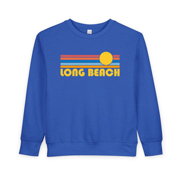 Long Beach, California Toddler Sweatshirt - Retro Sun Long Beach Toddler Crewneck Sweatshirt - 0