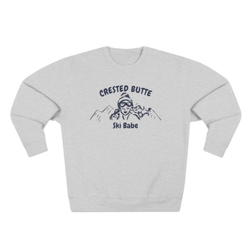 Buy heather-grey Premium Crested Butte, Colorado Ski Babe Sweatshirt