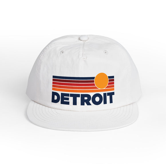 Detroit, Michigan retro sunset Surf Cap | vintage striped sun state hat