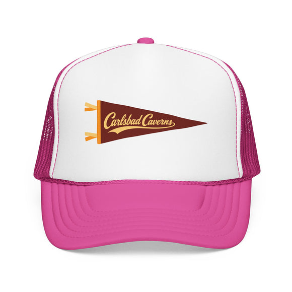 Carlsbad Caverns National Park Pennant Trucker Hat — Vintage Foam Mesh Cap