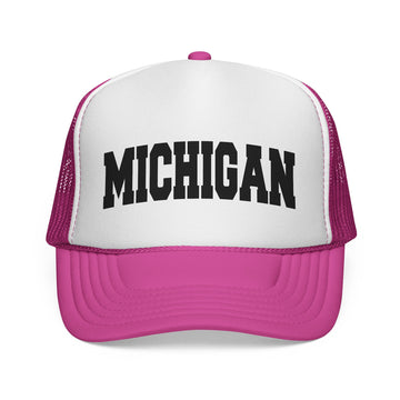 Buy pink Michigan Retro Collegiate Style Trucker Hat