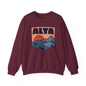 Buy maroon Alta, Utah Sweatshirt Retro Mountains, Alta Unisex Graphic Crewneck