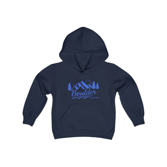 Retro Boulder, Colorado Youth Hoodie - Mountain Boulder, Colorado Kids Sweatshirt, Cute Boulder, Colorado Children's Pullover