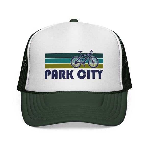 Park City, Utah Retro Bike Trucker Hat - Vintage Style Park City Cap