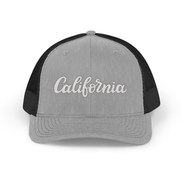Buy heather-grey-black California Snapback Trucker Cap - Embroidered California Hat