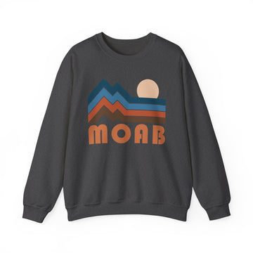 Buy dark-heather Moab, Utah Sweatshirt Retro Mountains, Moab Unisex Graphic Crewneck