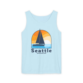 Buy chambray Seattle, Washington Sailboat Tank Top | Comfort Colors 100% Cotton