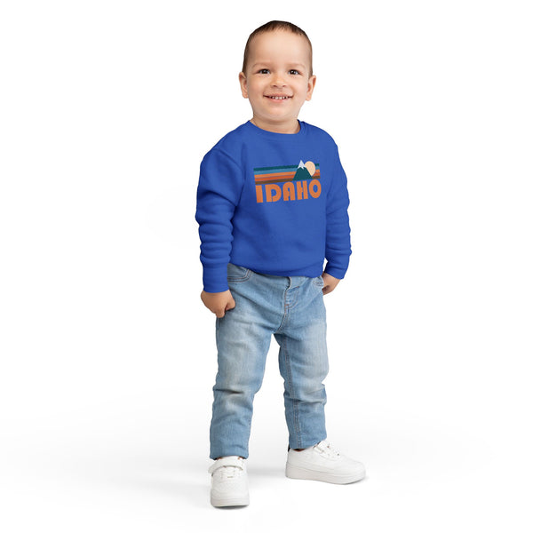 Idaho Toddler Sweatshirt - Retro Mountain Idaho Toddler Crewneck Sweatshirt