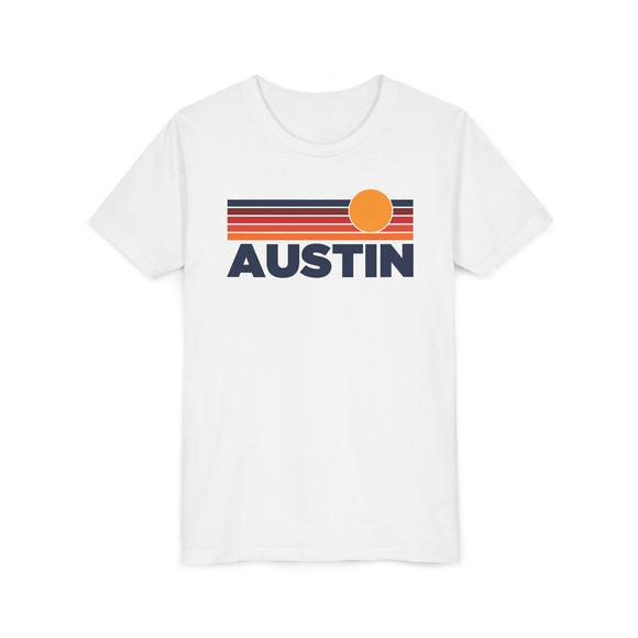 Austin, Texas Youth T-Shirt — Retro Sun Tee