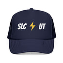 Salt Lake City, Utah Retro Trucker Hat - Lightning Foam Cap - Lightning Black-2