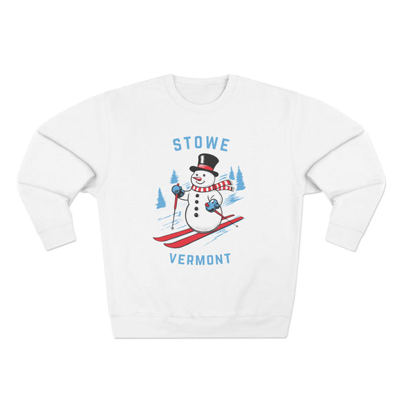 Premium Stowe, Vermont Skiing Snowman Sweatshirt