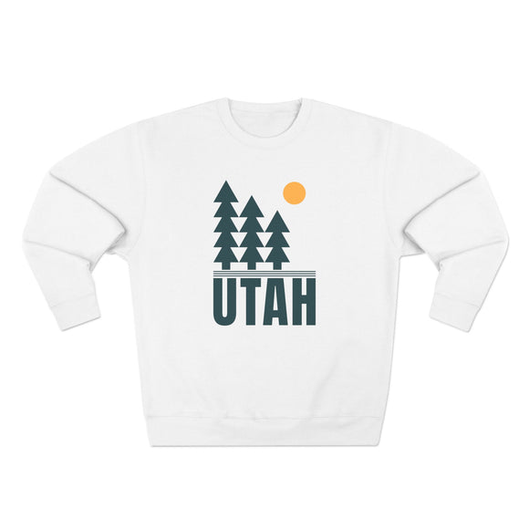 Premium Utah Pine Tree Graphic Sweatshirt — Retro Nature Crewneck