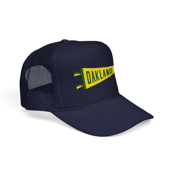 Oakland, California Pennant Trucker Hat — Retro Flag Foam Cap