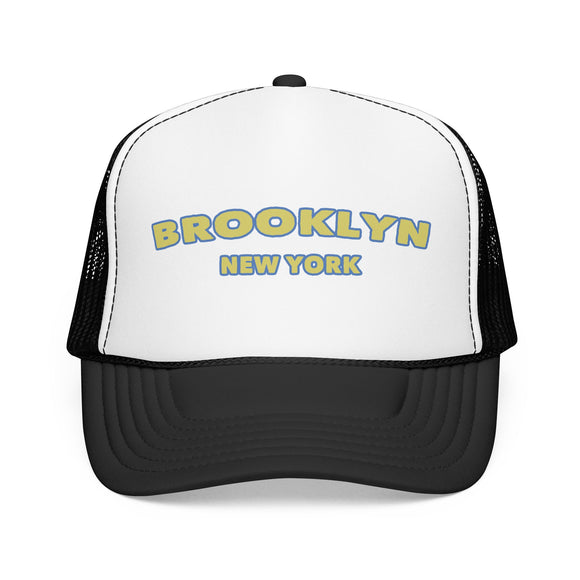 Brooklyn, New York Foam Trucker Hat – Retro Varsity City Cap