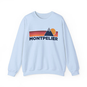 Buy light-blue Montpelier, Vermont Sweatshirt Retro Mountains, Montpelier Unisex Crewneck, Vintage Cozy Jumper, Gift for Outdoor Lovers