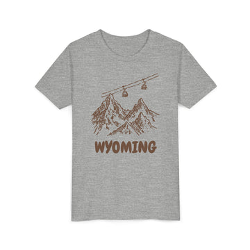 Buy athletic-heather Wyoming Youth T-Shirt — Vintage Gondola Ski Mountain Tee