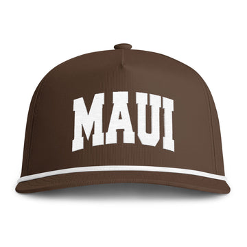Maui, Hawaii Embroidered Rope Hat - Vintage Sunwashed Rope Cap, Comfort Colors - 0