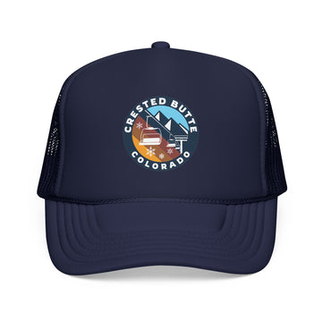 Crested Butte, Colorado Retro Ski Lift Mountain Foam Trucker Hat