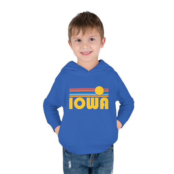 Iowa Toddler Hoodie - Retro Sunrise Unisex Iowa Toddler Sweatshirt