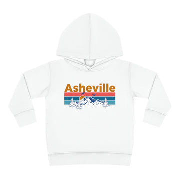 Buy white Asheville Toddler Hoodie - Retro Mountain Sun Unisex Asheville Toddler Sweatshirt