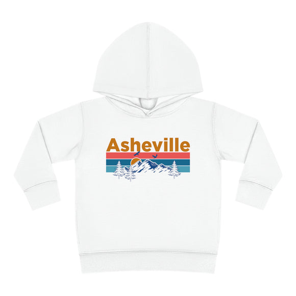 Asheville Toddler Hoodie - Retro Mountain Sun Unisex Asheville Toddler Sweatshirt