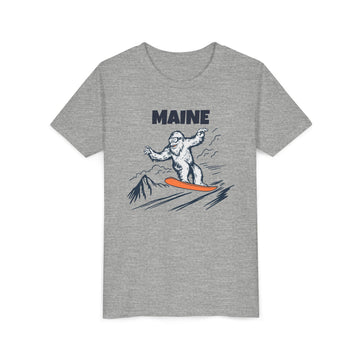 Buy athletic-heather Maine Yeti Snowboard Youth Tee - Kids Skiing Shirt