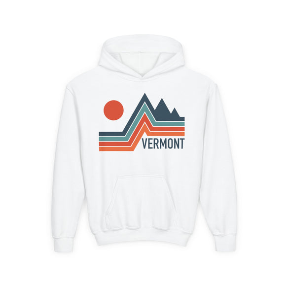 Vermont Youth Hoodie - Retro Mountain Vermont Youth Sweatshirt