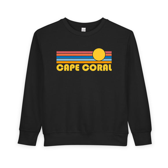 Cape Coral, Florida Toddler Sweatshirt - Retro Sun Cape Coral Toddler Crewneck Sweatshirt