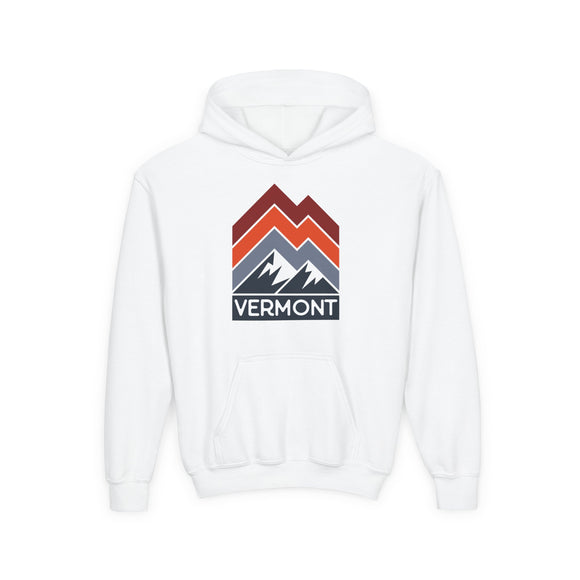 Vermont Youth Hoodie - Retro Mountain Vermont Youth Sweatshirt