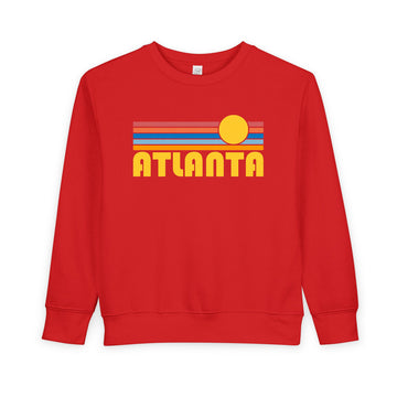 Buy red Atlanta, Georgia Toddler Sweatshirt - Retro Sun Atlanta Toddler Crewneck Sweatshirt