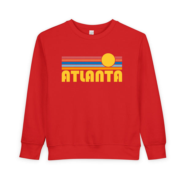 Atlanta, Georgia Toddler Sweatshirt - Retro Sun Atlanta Toddler Crewneck Sweatshirt