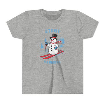 Stowe, Vermont Youth Skiing Snowman Tee - Kids Stowe T Shirt - 0
