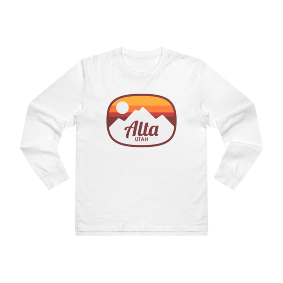 Alta, Utah Mens Base Long-sleeve Tee - Retro Ombre Heavy Weight Long Sleeve T-shirt